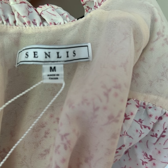 SENLIS Julie Smocked Long Sleeve Mini Dress Pink Country Floral size medium - Picture 13 of 13